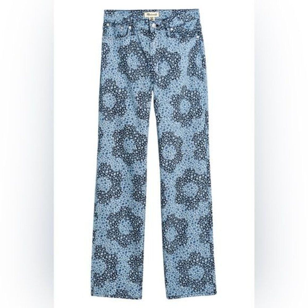 New MADEWELL Baggy Straight Jeans in Quilted Floral in Classic Indigo Size 30